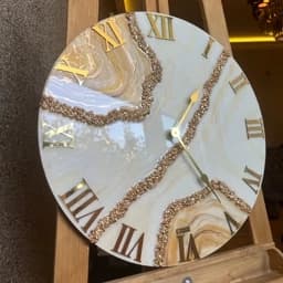 ساعت دیواری رزینی شیک طرح پرطرفدار سنگ ژئود بهمراه جاکلیدی — تصویر ۳