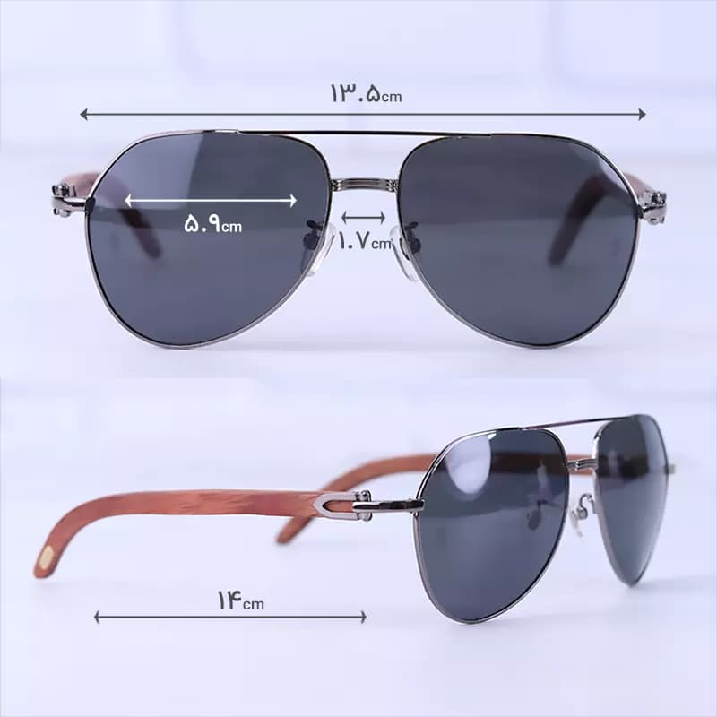 عینک آفتابی کارتیر مردانه فریم خلبانی دسته چوبی T 8200769/1 — تصویر ۳