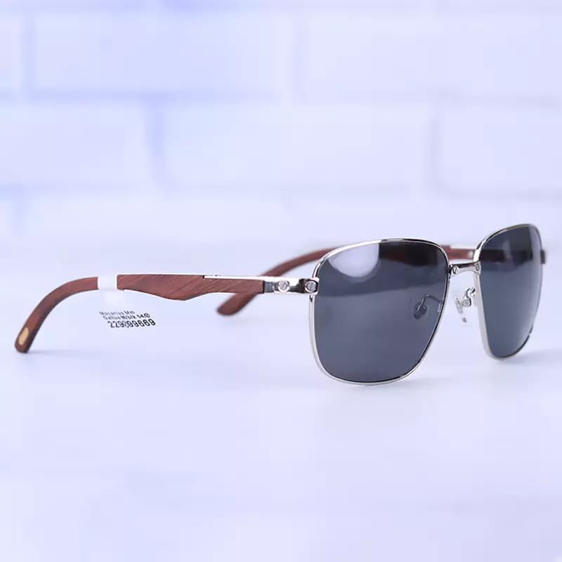 عینک آفتابی مردانه کارتیر فریم نقره ای دسته چوبی CT 0280S/1 — تصویر ۵