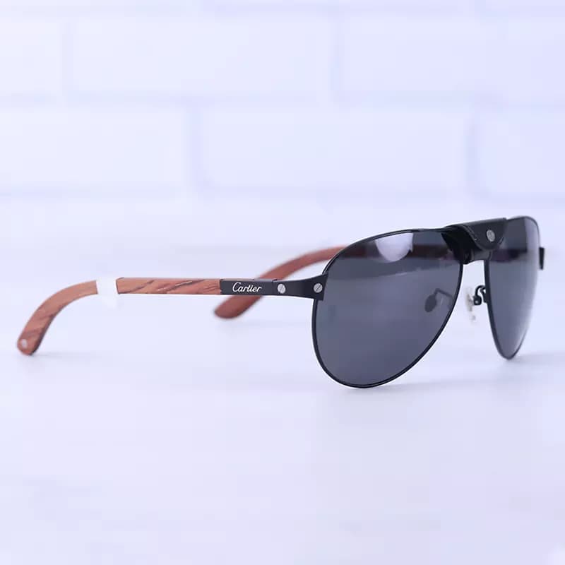 عینک آفتابی مردانه کارتیر خلبانی دسته چوبی CA 130b/1 — تصویر ۵