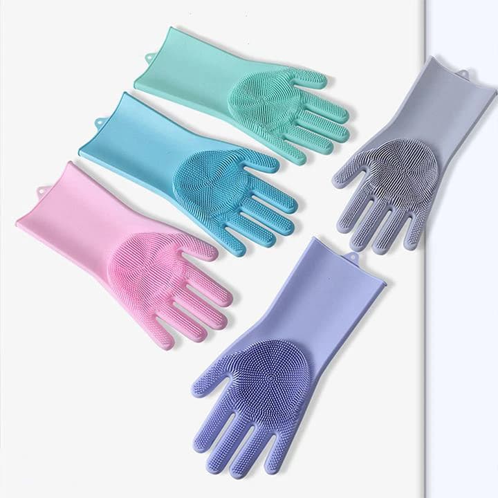 دستکش نظافت مدل سیلیکونی پرزدار کد k21398 — تصویر ۵