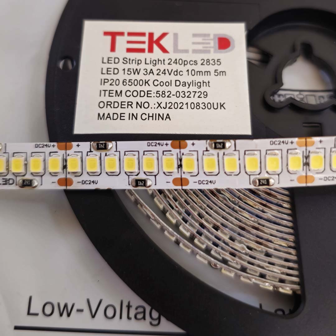 ریسه نواری SMD تراکم 240 سفید مهتابی 24 ولت رول 5 متری — تصویر ۴