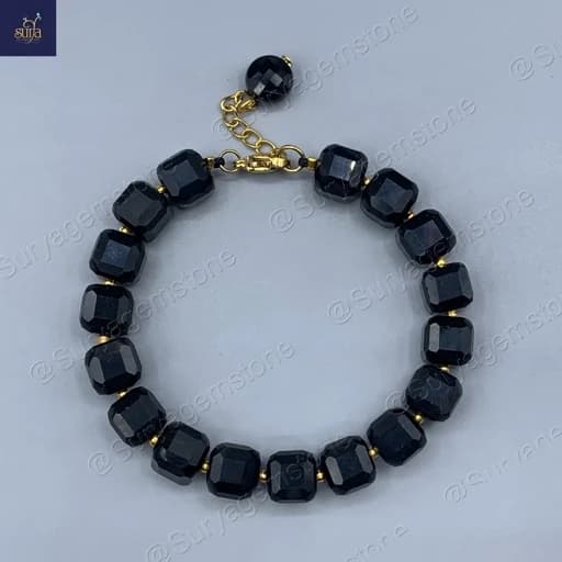 دستبند زنانه سنگی ، سنگ عقیق سیاه اصل و طبیعی Ketu Regular