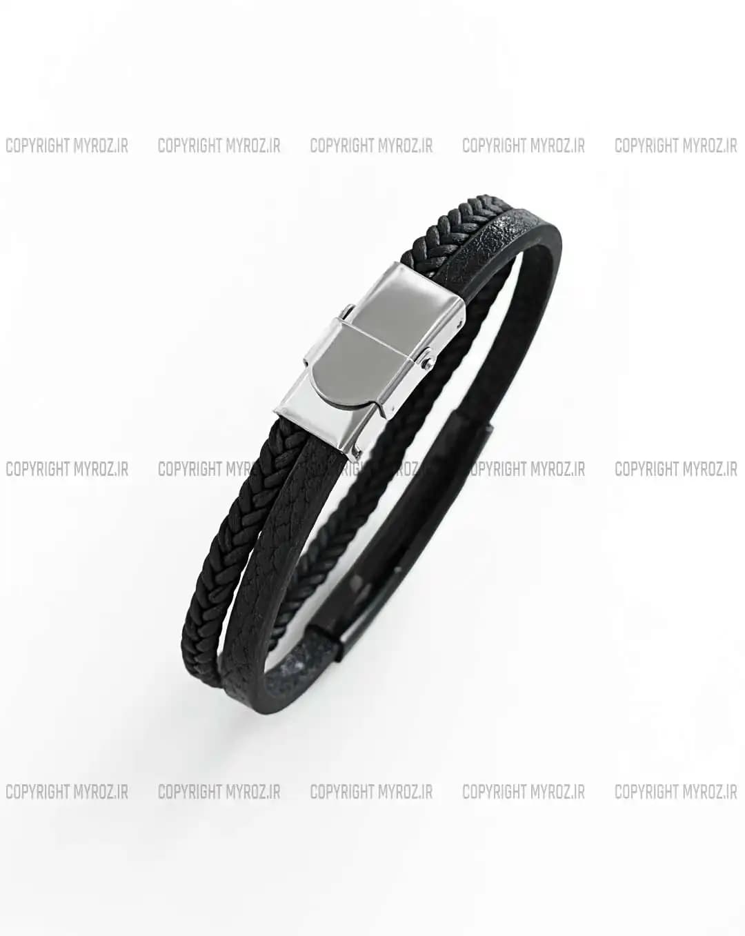 دستبند دولاینه چرم مردانه مدل رولکس ROLEX کد 2354 — تصویر ۵