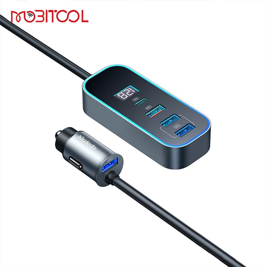 شارژر فندکی 5 پورت 107 وات مک دودو MCDODO CC-1900 Digital Display PD Car Charger 107W — تصویر ۳