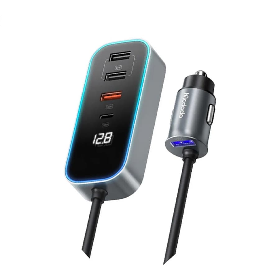 شارژر فندکی 5 پورت 107 وات مک دودو MCDODO CC-1900 Digital Display PD Car Charger 107W