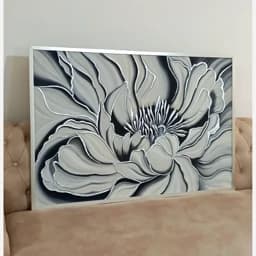 تابلو نقاشی برجسته مدرن گل عروس طوسی طلایی یا نقره ای — تصویر ۳