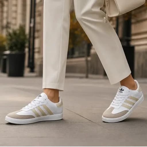 ونس زنانه آدیداس adidas سفید کرم نسکافه ای
