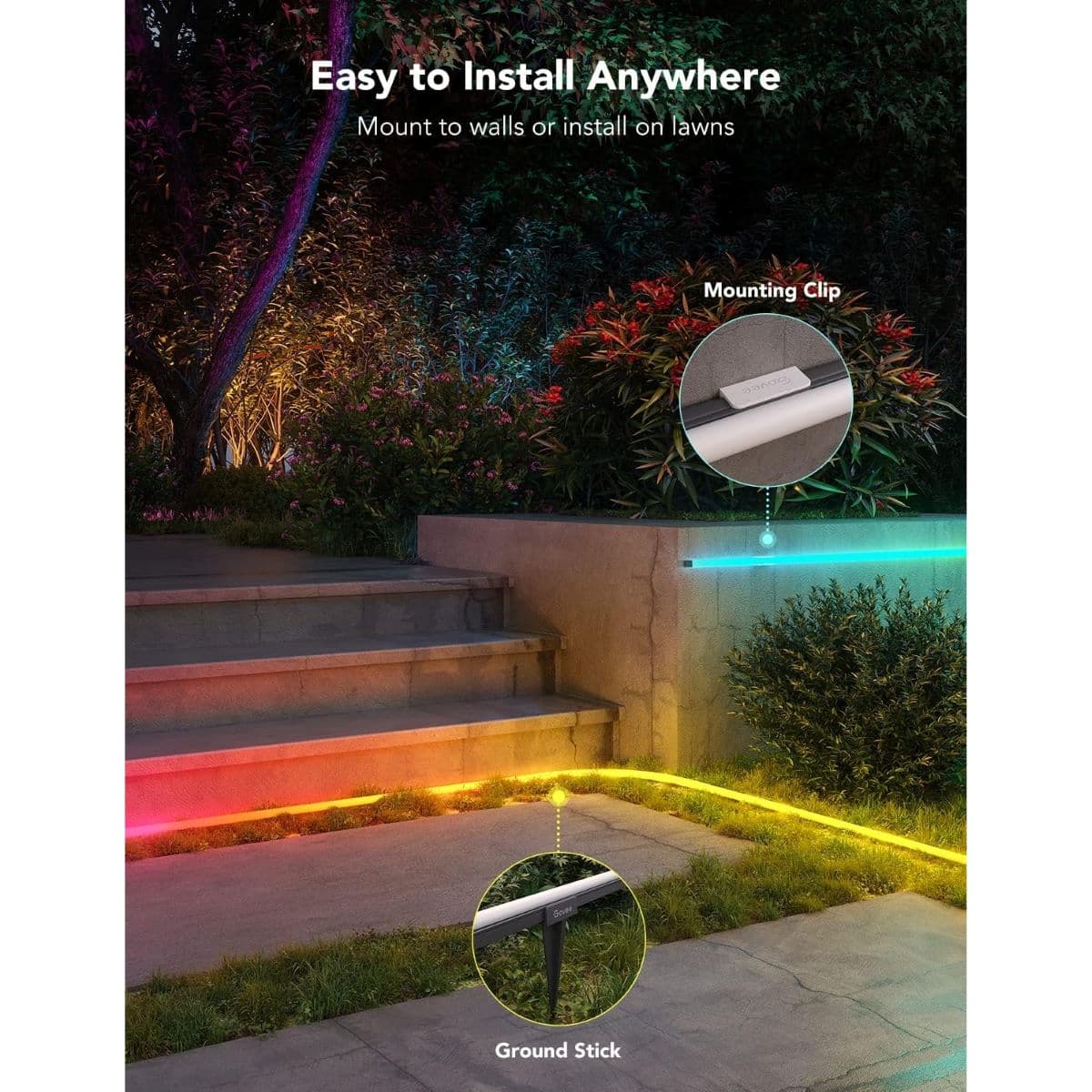 ریسه هوشمند Govee RGBIC Outdoor Neon Rope Lights H61A8 10m — تصویر ۵