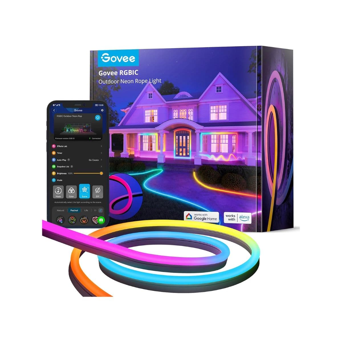 ریسه هوشمند Govee RGBIC Outdoor Neon Rope Lights H61A8 10m