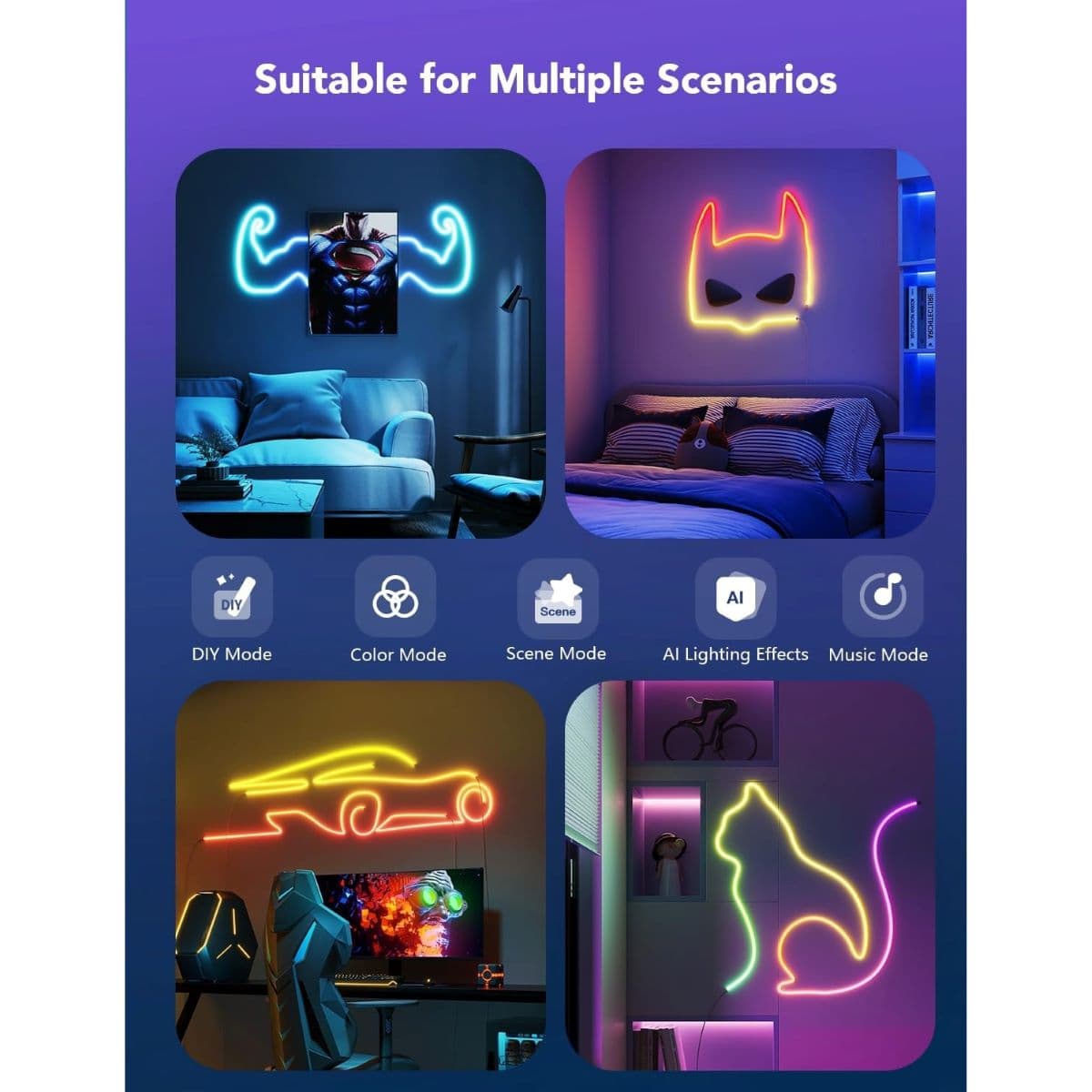 ریسه هوشمند Govee Neon Rope Strip Light 2 H61D5 5m — تصویر ۵