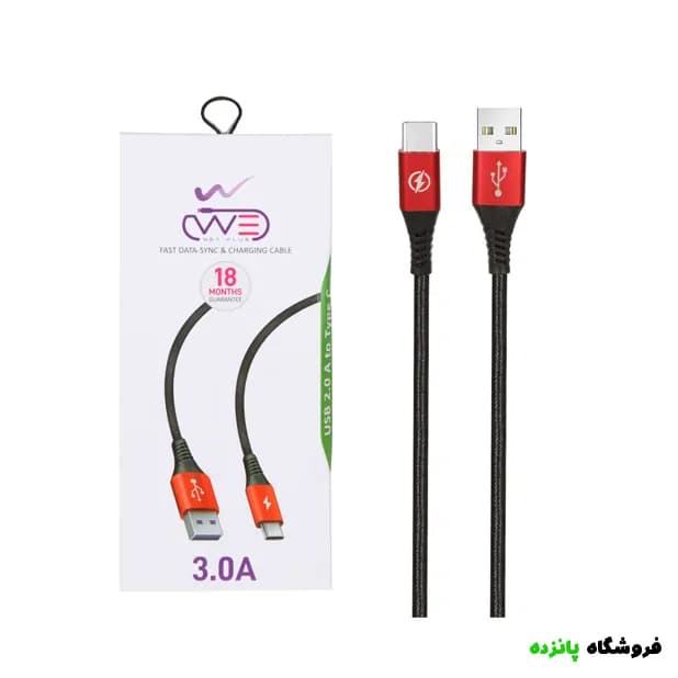 کابل شارژ کنفی فست تایپسی We-net Plus مدل ETW 003 – مشکی قرمز
