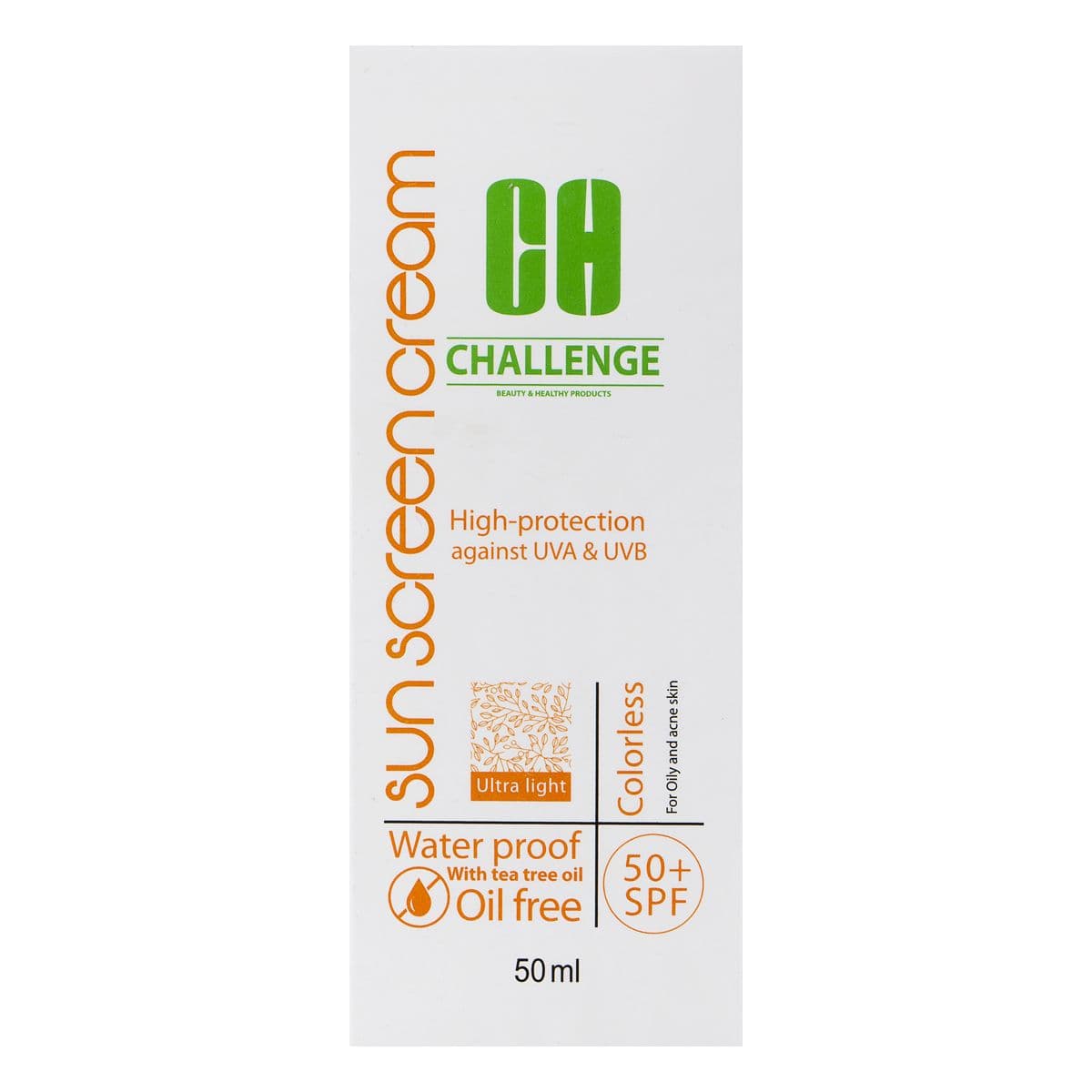 کرم ضد آفتاب بدون رنگ SPF 50 چلنج 50 میل