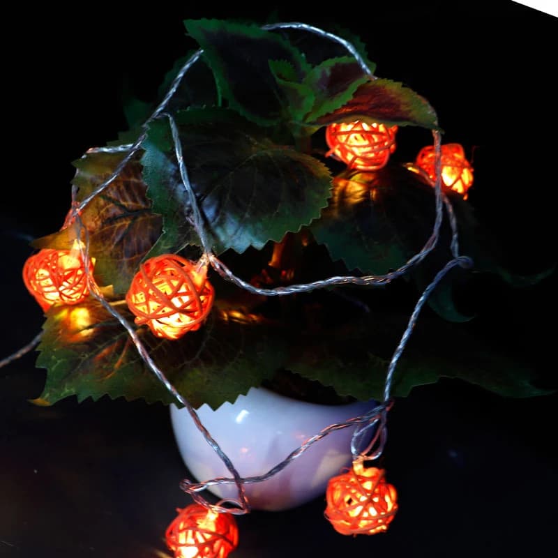 ریسه طرح گوی چوبی نارنجی 10 لامپ آفتابی طول 2.5 متر — تصویر ۴