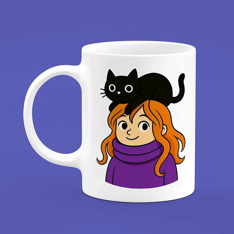 ماگ دختر و گربه (طرح14)
