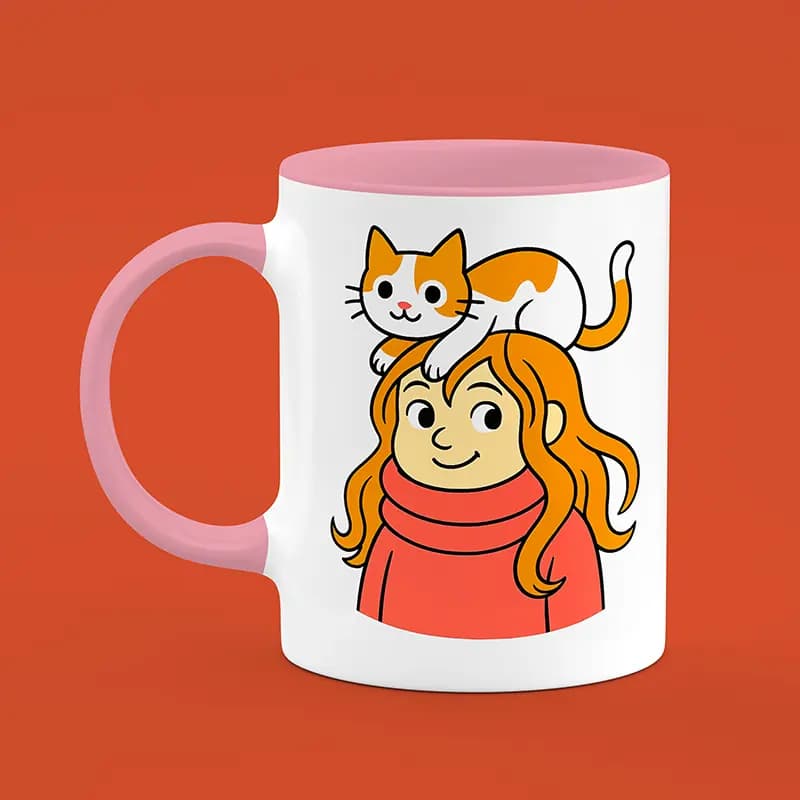 ماگ دختر و گربه (طرح12)