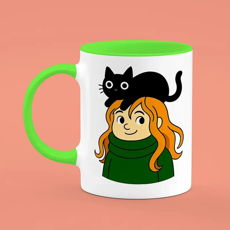 ماگ دختر و گربه (طرح10)