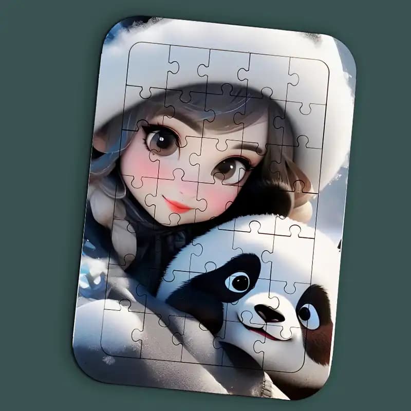 پازل چوبی طرح دختر و پاندا