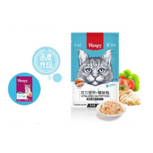 پوچ گربه ونپی با طعم مرغ و خرچنگ 80 گرم – چینی نویس — تصویر ۳