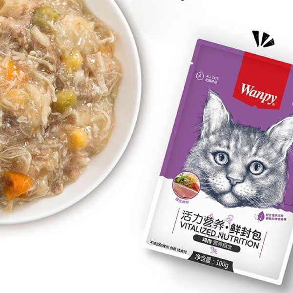 پوچ گربه ونپی با طعم مرغ و سبزیجات 80 گرم – چینی نویس — تصویر ۲