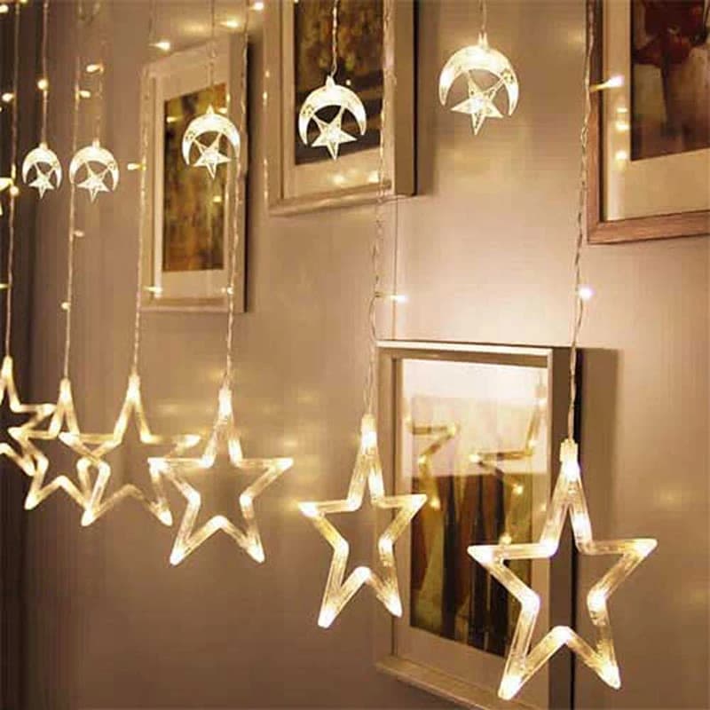 ریسه LED پرده ای طرح ماه و ستاره آفتابی Five Pointed Star