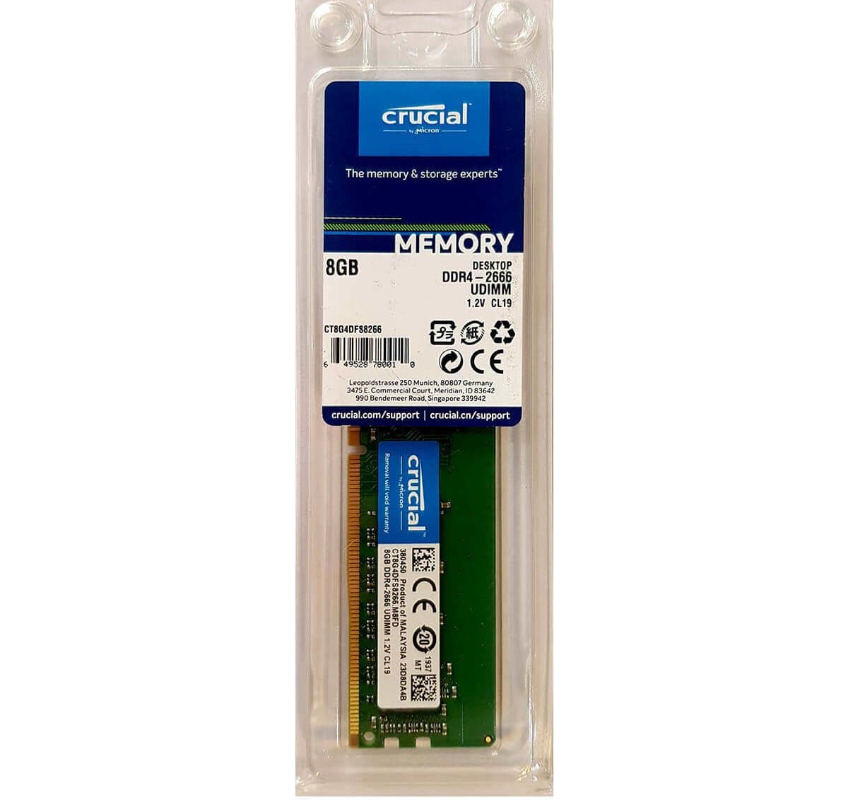رم دسکتاپ کروشیال RAM CRUCIAL DDR4 8GB 2666Mhz CT8 CL19 — تصویر ۳