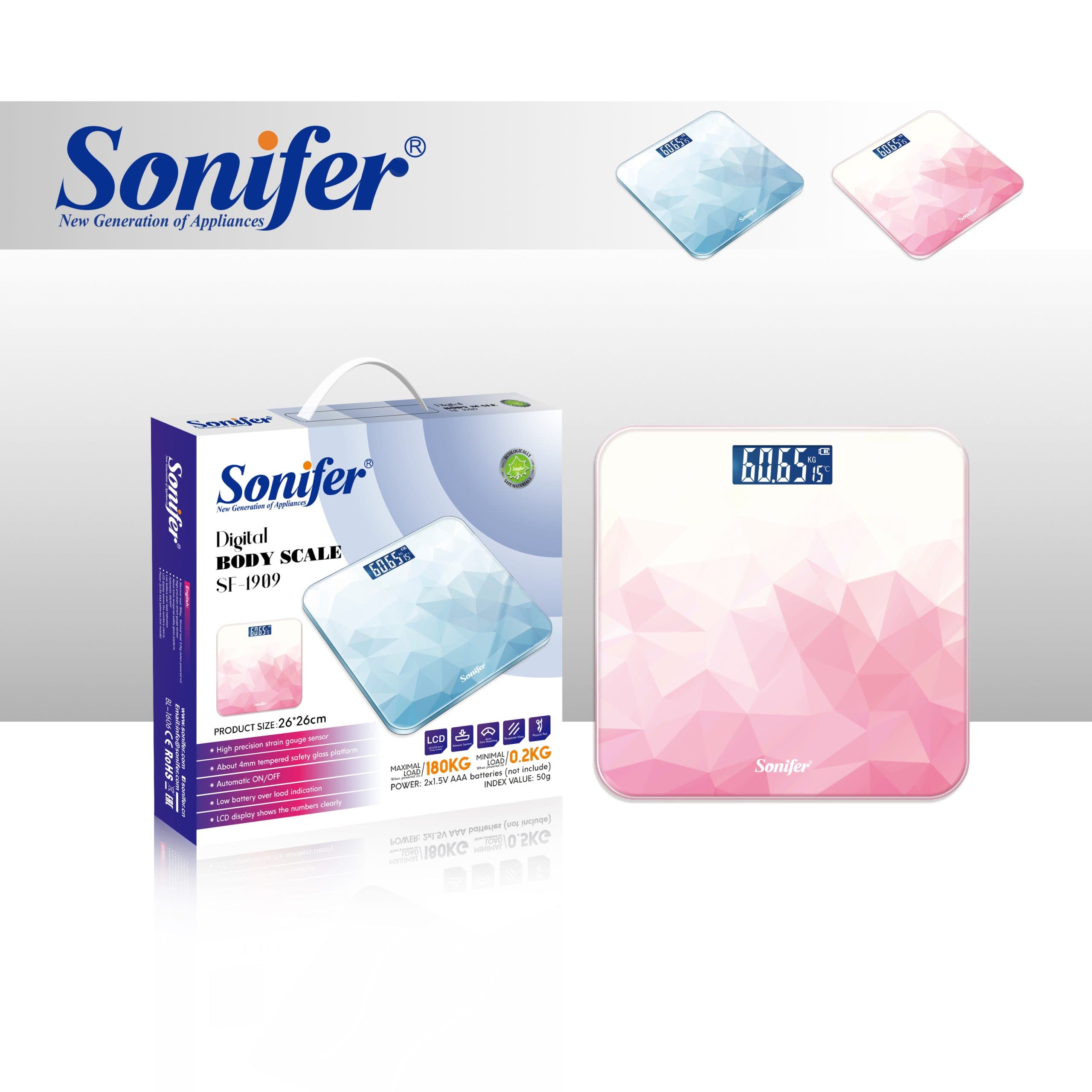 ترازوی وزن کشی دیجیتال دماسنج دارsonifer سونیفر مدل SF-1909