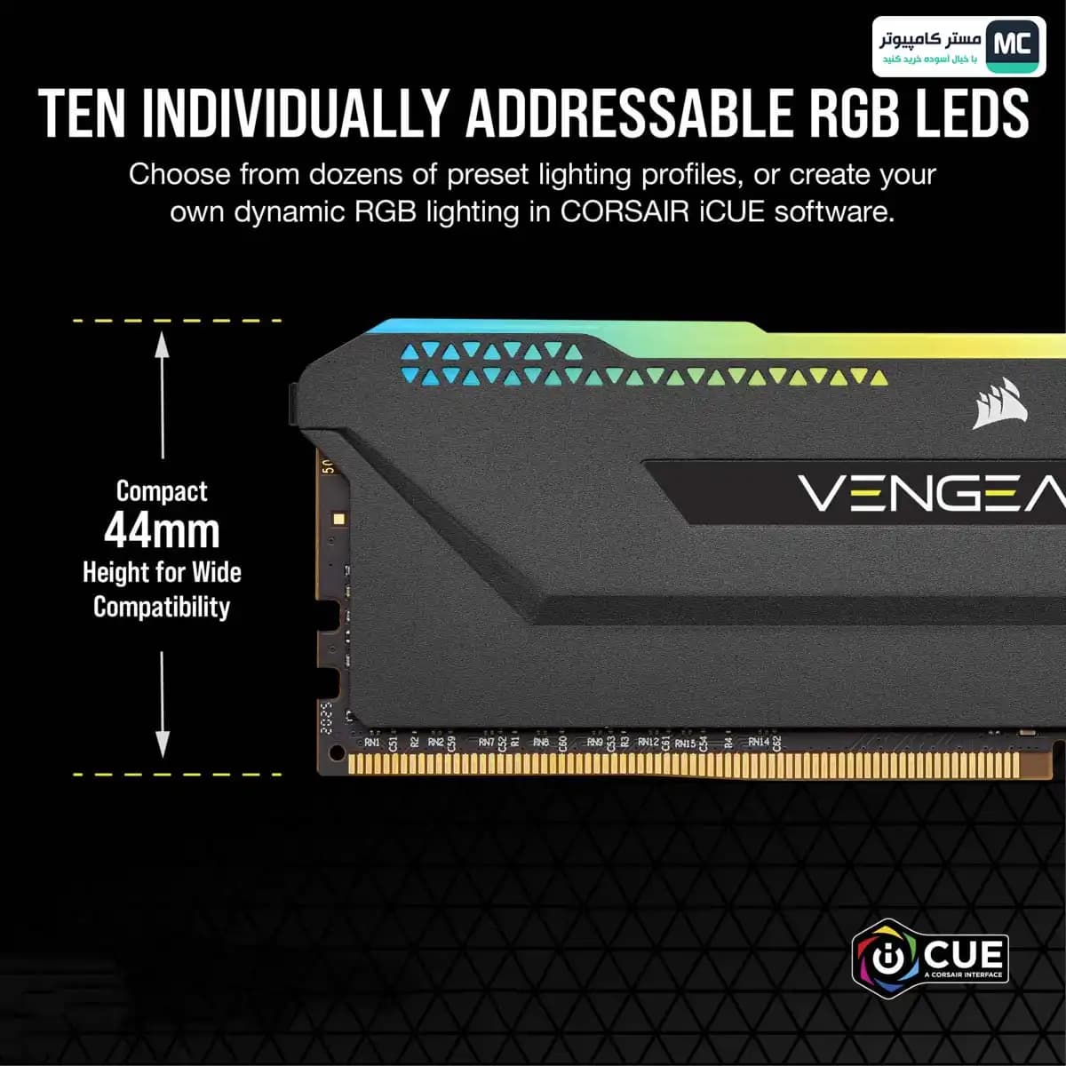 رم کورسیر VENGEANCE RGB PRO SL Black 32GB 16GBx2 3200MHz CL16 — تصویر ۵