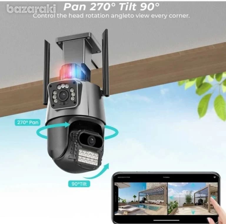 دوربین مداربسته مینی اسپید دام سیمکارتی 8 مگا پیکسل دو لنز ثابت و متحرک v380 — تصویر ۳