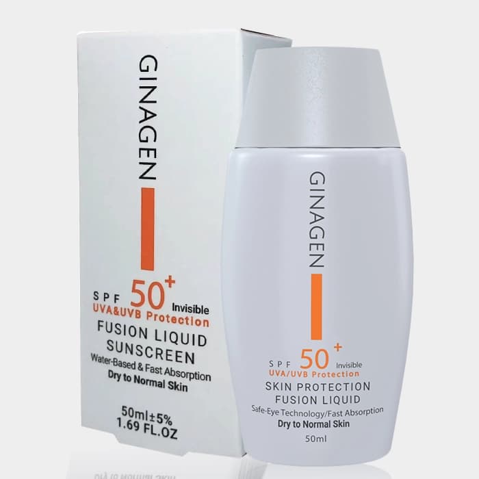 کرم ضد آفتاب پوست نرمال تا خشک ژیناژن Ginagen Dry To Normal Skin Fusion Liquid Sunscreen 50ml — تصویر ۲