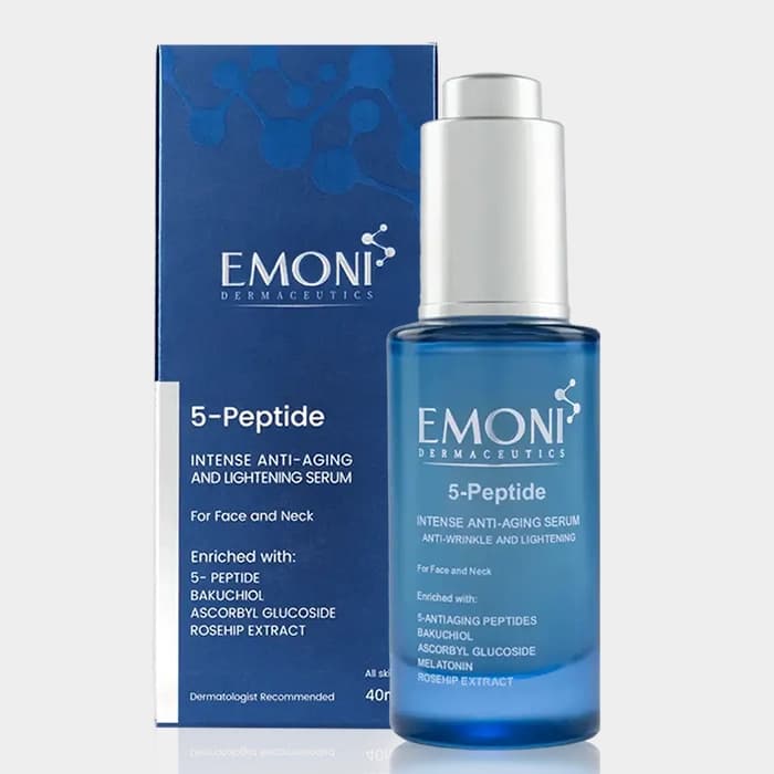 سرم ضد لک و ضد چروک 5 پپتاید امونی Emoni 5 Peptide Intense Anti Aging And Lightening Serum 40ml — تصویر ۲