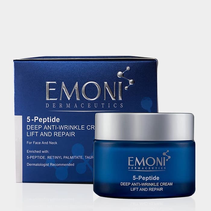 کرم ضد چروک 5 پپتاید بالای 34 سال امونی Emoni 5 Peptide +34 Years Old Deep Anti Wrinkle Cream 50ml — تصویر ۲