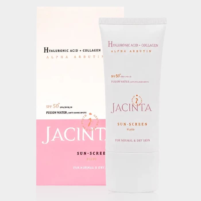 فلوئید ضد آفتاب روشن کننده پوست خشک ژاکینتا Jacinta Sunscreen Fluid For Normal & Dry Skin 50ml — تصویر ۲