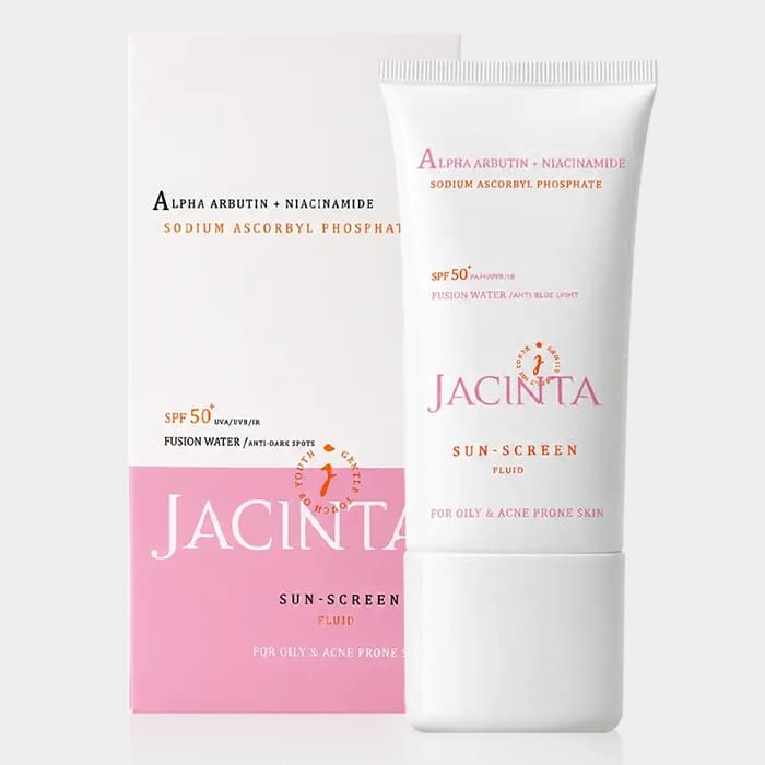 فلوئید ضد آفتاب روشن کننده پوست چرب ژاکینتا Jacinta Sunscreen Fluid For Oily And Acne Prone Skin 50ml — تصویر ۲