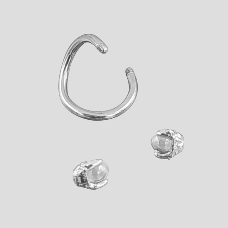 پیرسینگ مارپیچ طرح پنجه اژدها مدل White-Sphere کد Hsn-971d2 — تصویر ۵