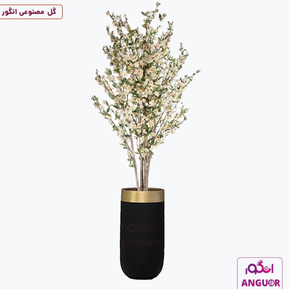 گلدان لوکس فایبرگلاس درخت گلدار مصنوعی سفید