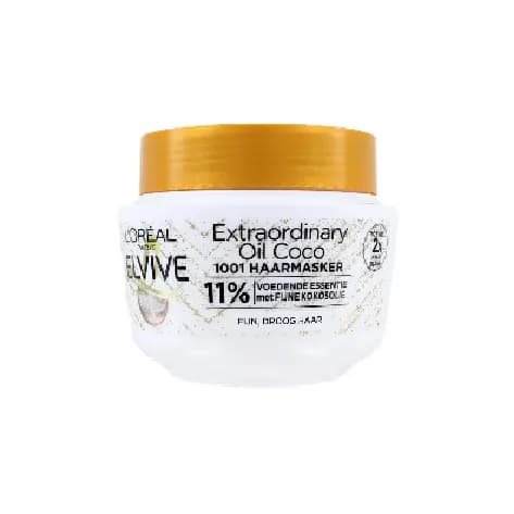 ماسک مو لورآل LOREAL مدل Oil coco (بدنه سفيد و درب طلایی) حجم 300 ميلی لیتر — تصویر ۴