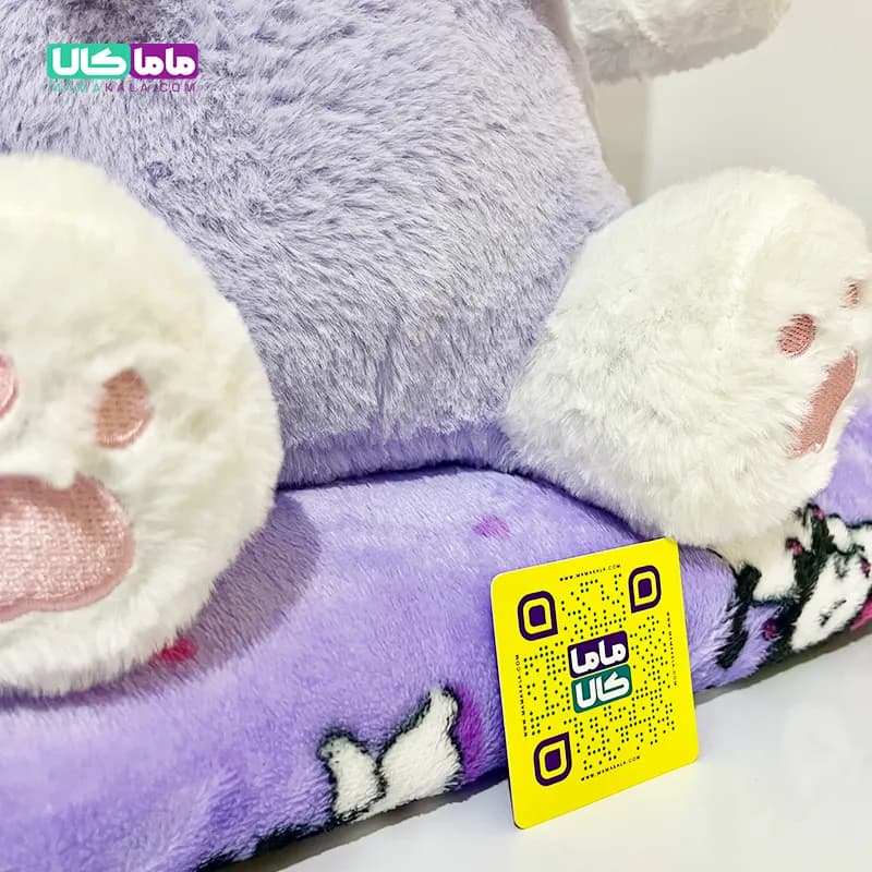 عروسک کرومی پتودار بنفش با پتوی طرح دار بنفش 50 سانتیمتر — تصویر ۶