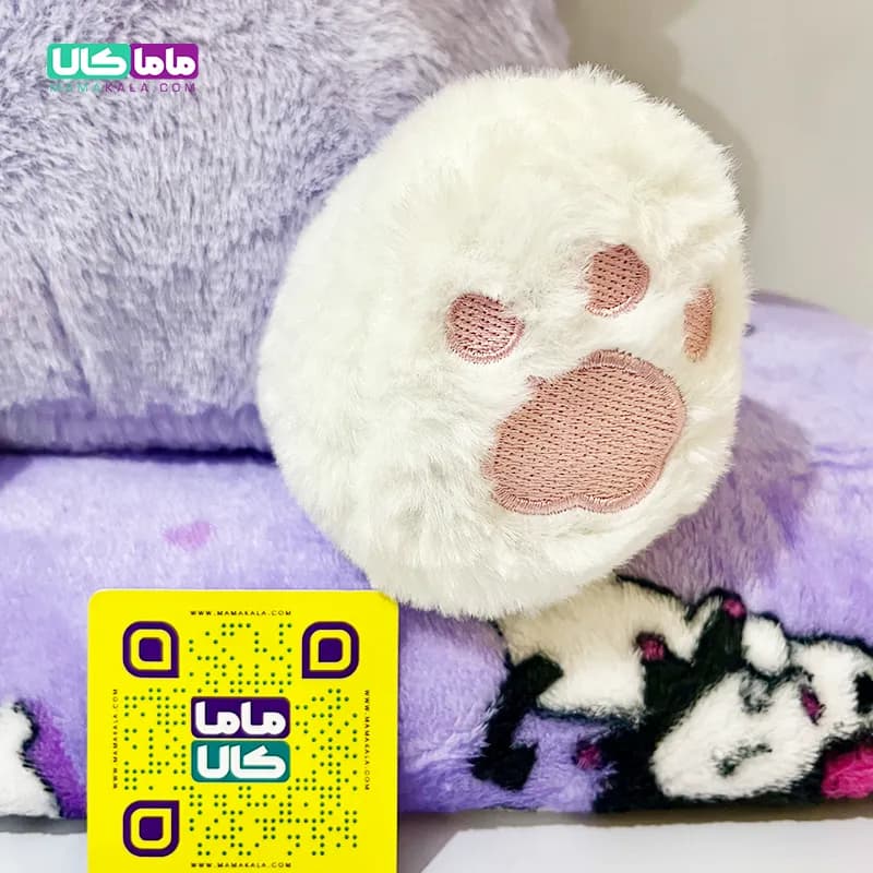 عروسک کرومی پتودار بنفش با پتوی طرح دار بنفش 50 سانتیمتر — تصویر ۴