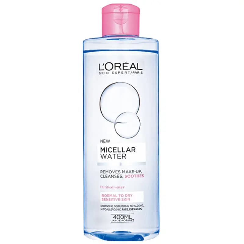 میسلار واتر لورآل Loreal مدل Acqua Micellar مناسب پوست نرمال و خشک حجم 400 میلی لیتر — تصویر ۴