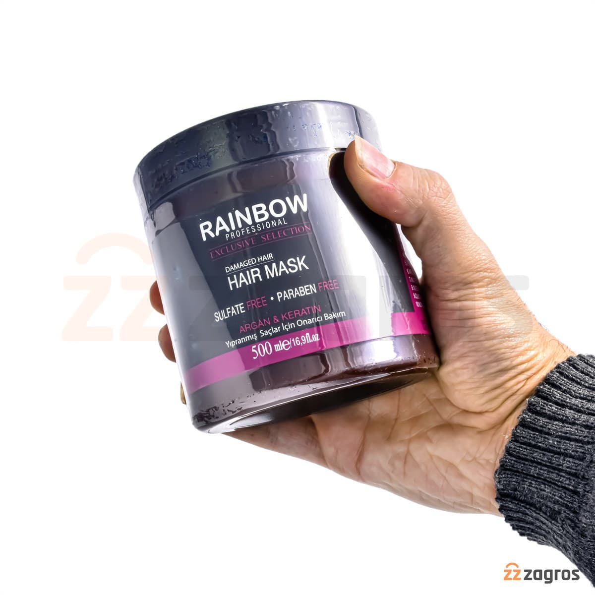 ماسک مو رينبو Rainbow مدل آرگان و كراتين Argan &amp; Keratin (قرمز) حجم 500 ميلی لیتر — تصویر ۵