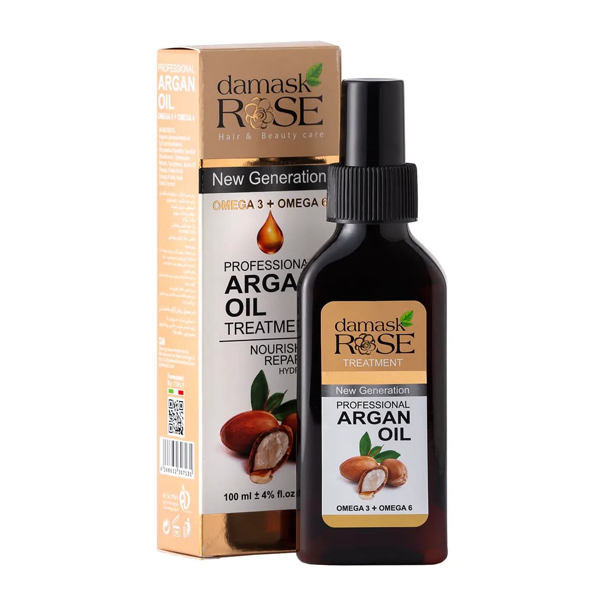 روغن آرگان داماسک رز مدل مغذی و ترمیم کننده حجم ۱۰۰ میلی‌لیتر