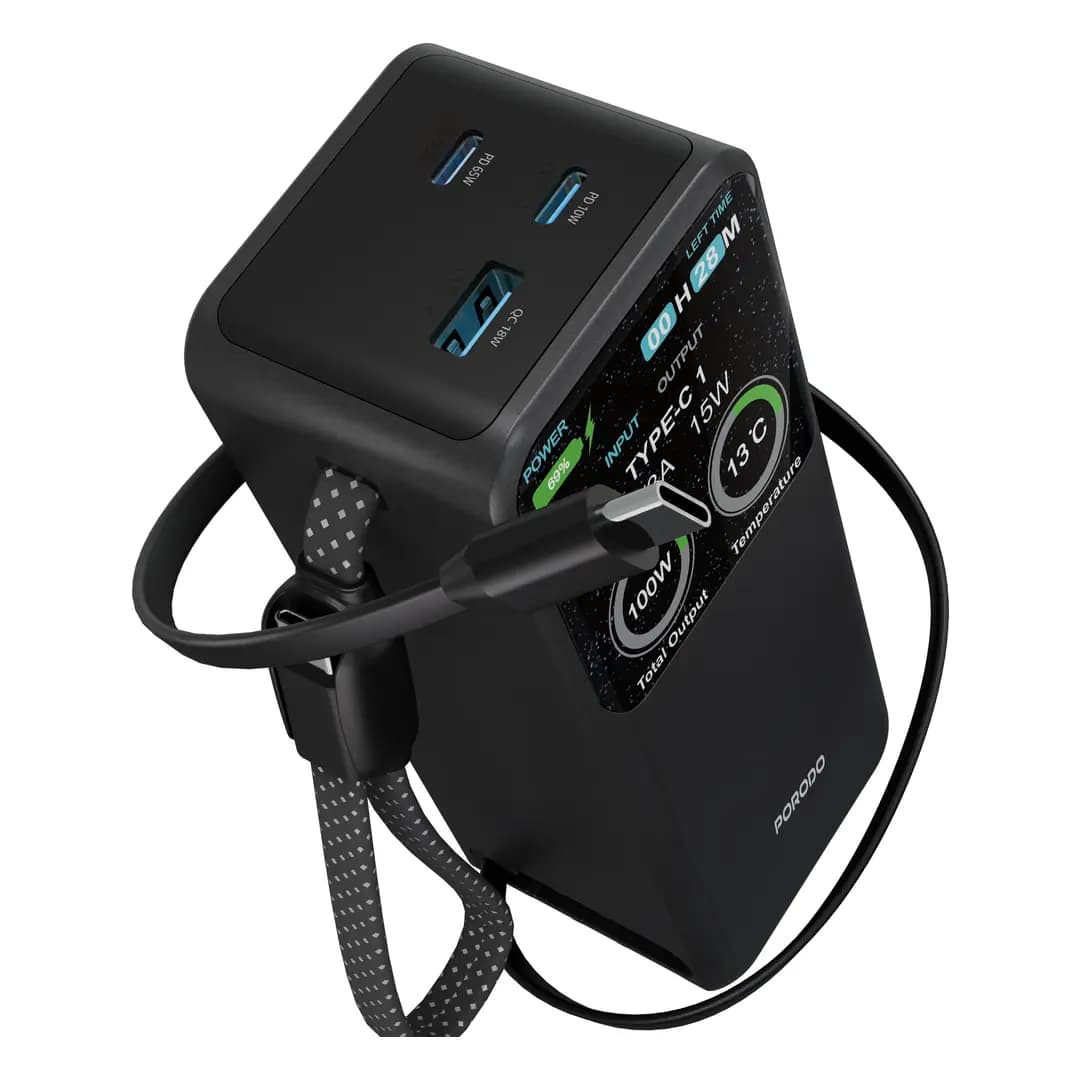 پاوربانک پرودو پولو X 20000 میلی‌آمپر با دو کابل USB-C داخلی مدل PDPBFCH0100BK — تصویر ۸