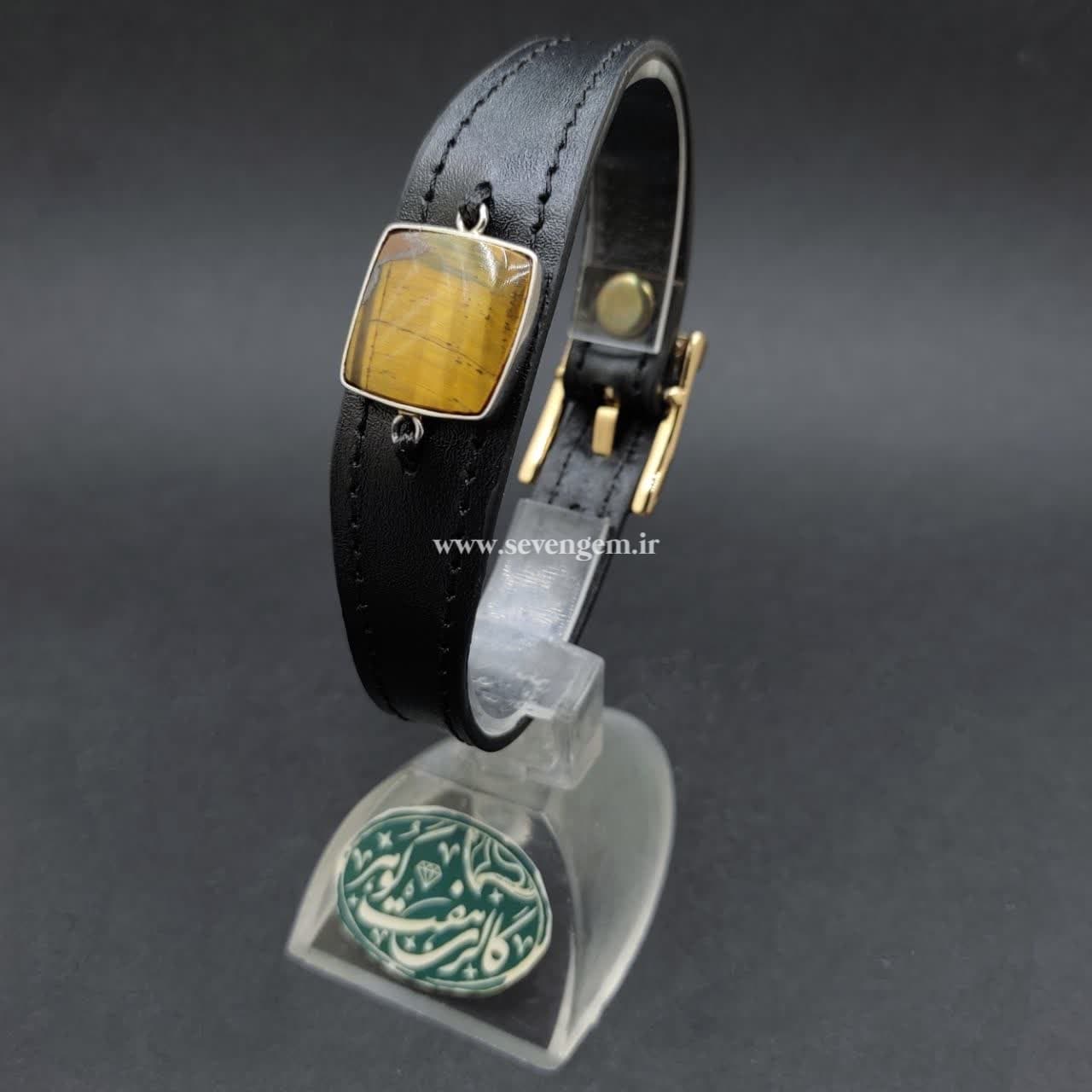 دستبند چرمی مردانه چشم ببر (کدA846) — تصویر ۳