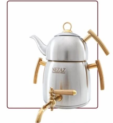 ست کتری قوری استیل نزاز (3 لیتر) کد 2705 — تصویر ۴