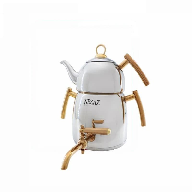 ست کتری قوری استیل نزاز (3 لیتر) کد 2705 — تصویر ۲