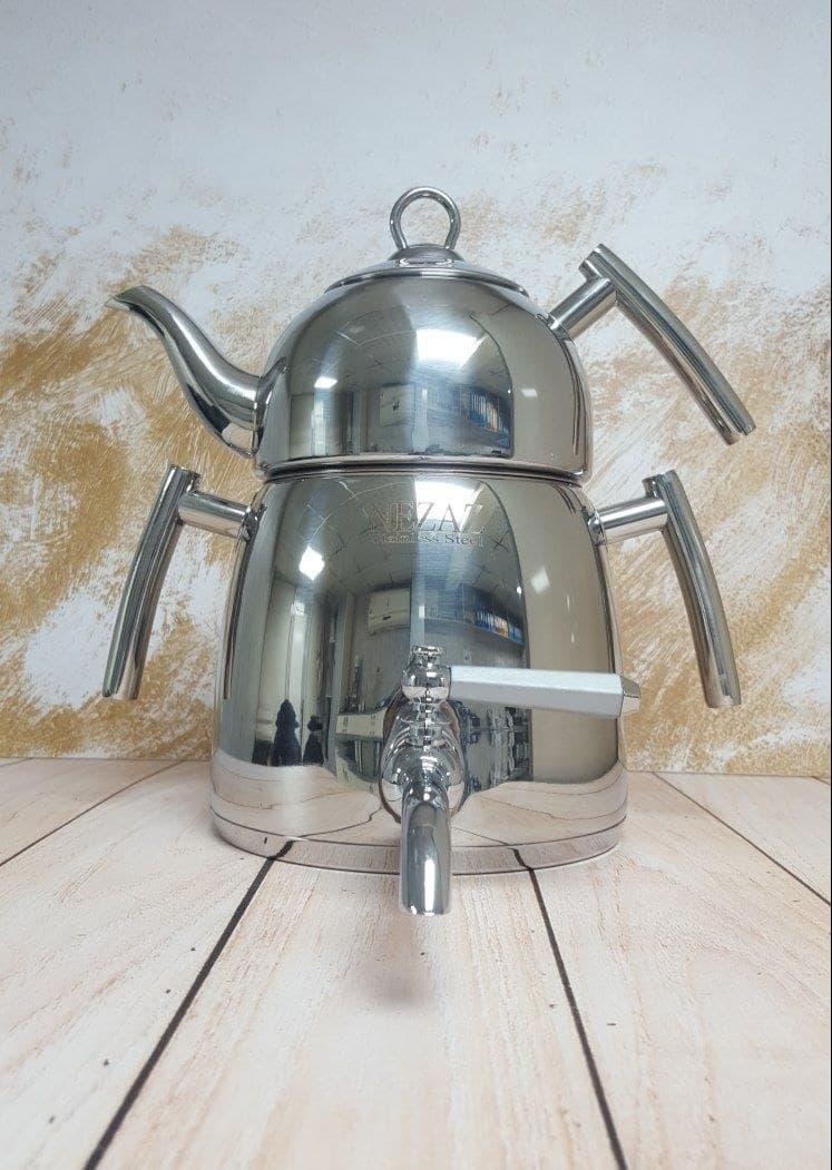 ست کتری قوری استیل نزاز (3 لیتر) کد 2700 — تصویر ۳