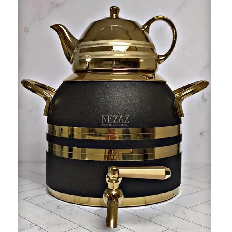 ست کتری قوری استیل نزاز (5 لیتر) کد 2604 — تصویر ۳