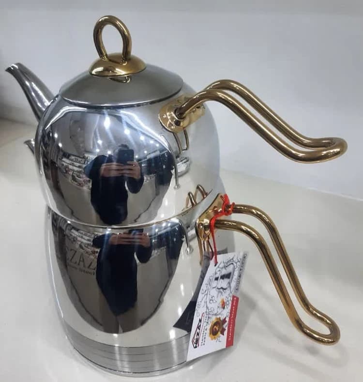 ست کتری قوری استیل نزاز (3 لیتر) کد 2499 — تصویر ۴
