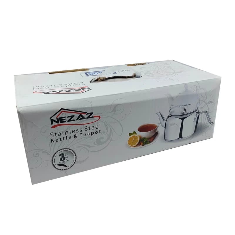 ست کتری قوری استیل نزاز (2.5 لیتر) کد 2400 — تصویر ۴